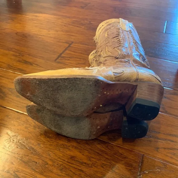 Corral Light Tan Snip Toe Cowboy Cowgirl Boots 7.5 Item # 112 - Picture 3 of 9